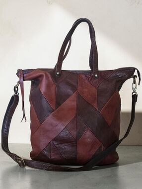 Lucky Brand Patchwork Piece Train Crossbody Leather Tote